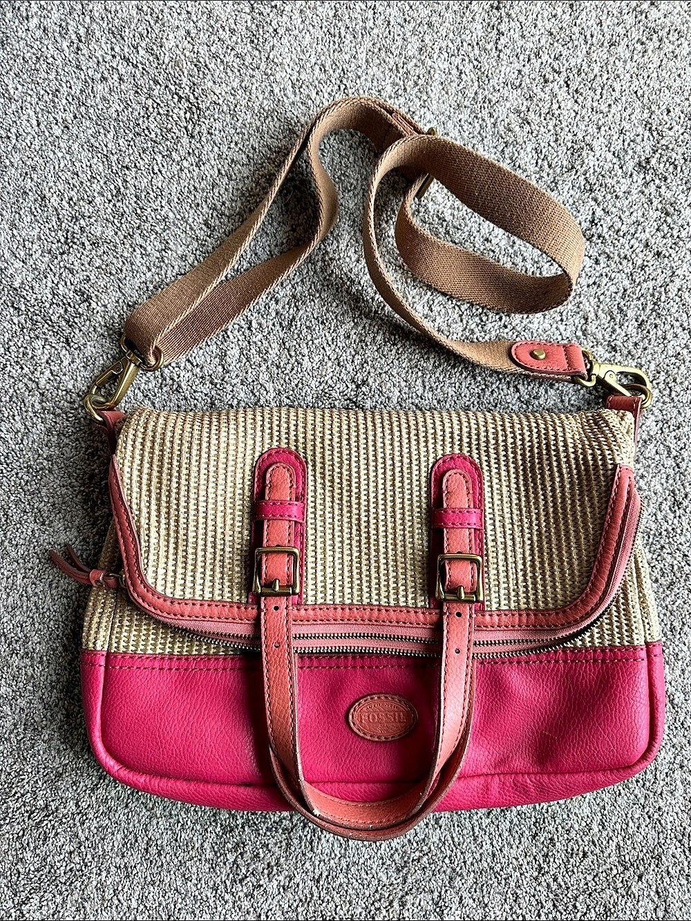 Fossil Pink & Brown Shoulder Bag